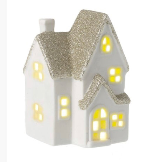 White LED House With Glitter Roof