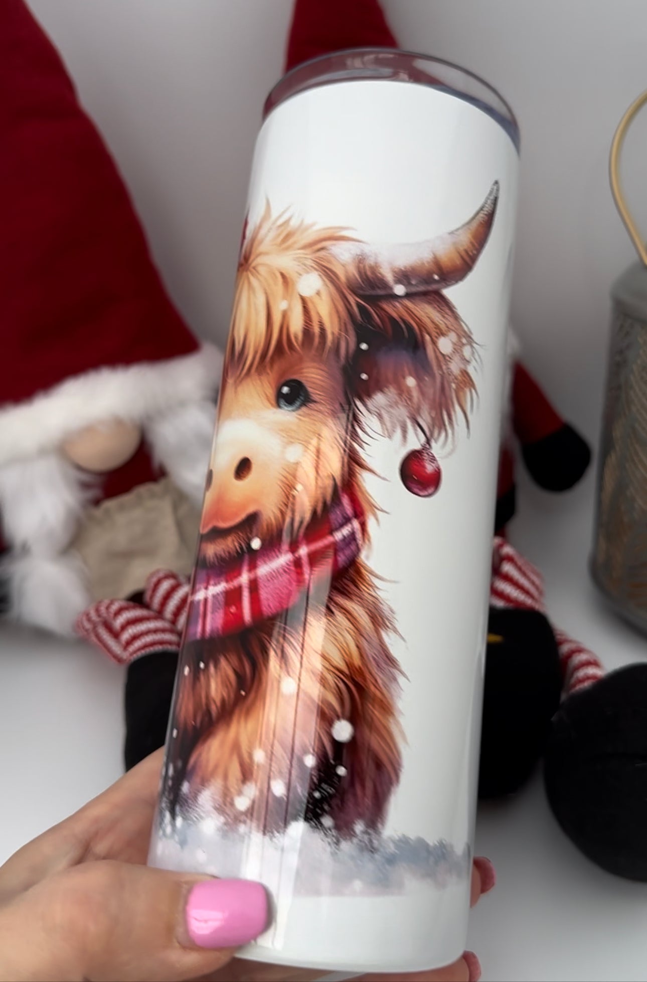 Christmas Highland Cow Tumbler